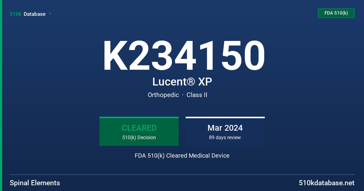 K234150 Lucent® XP FDA 510(k) Cleared Medical Device