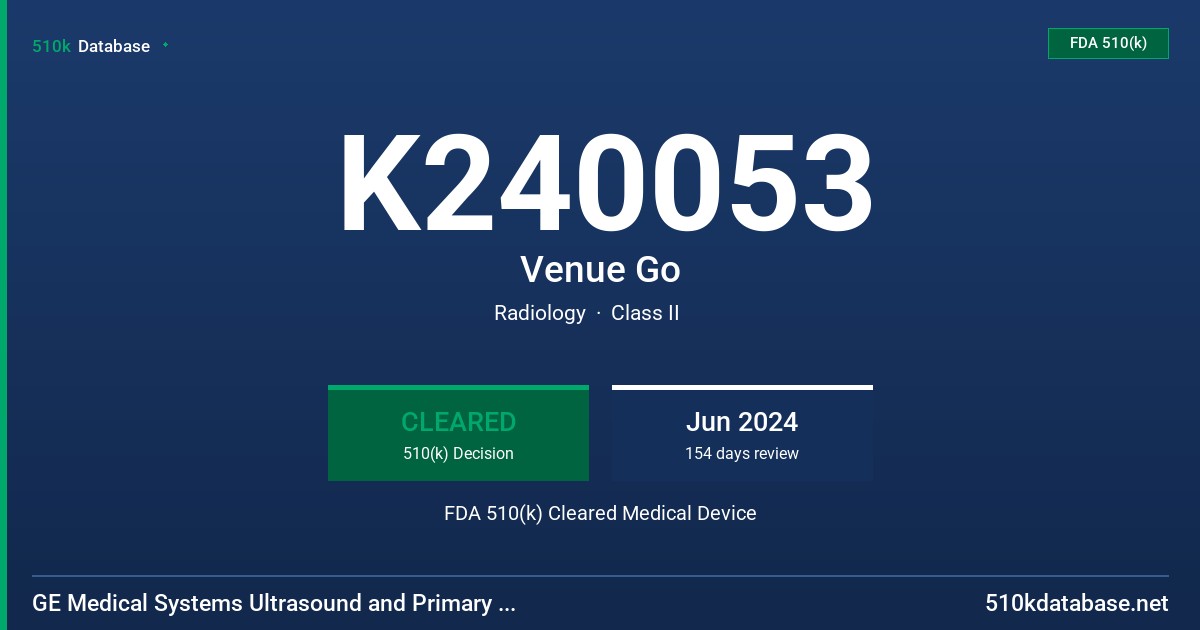 K240053 Venue Go FDA 510(k) Cleared Medical Device