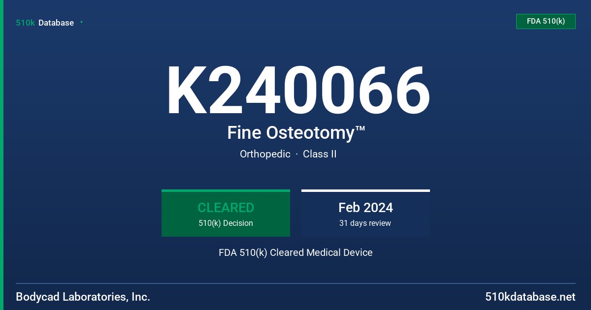 K240066 Fine Osteotomy™ FDA 510(k) Cleared Medical Device