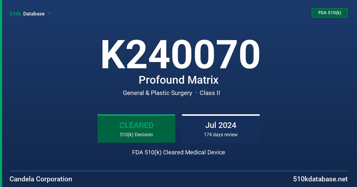 K240070 Profound Matrix FDA 510(k) Cleared Medical Device