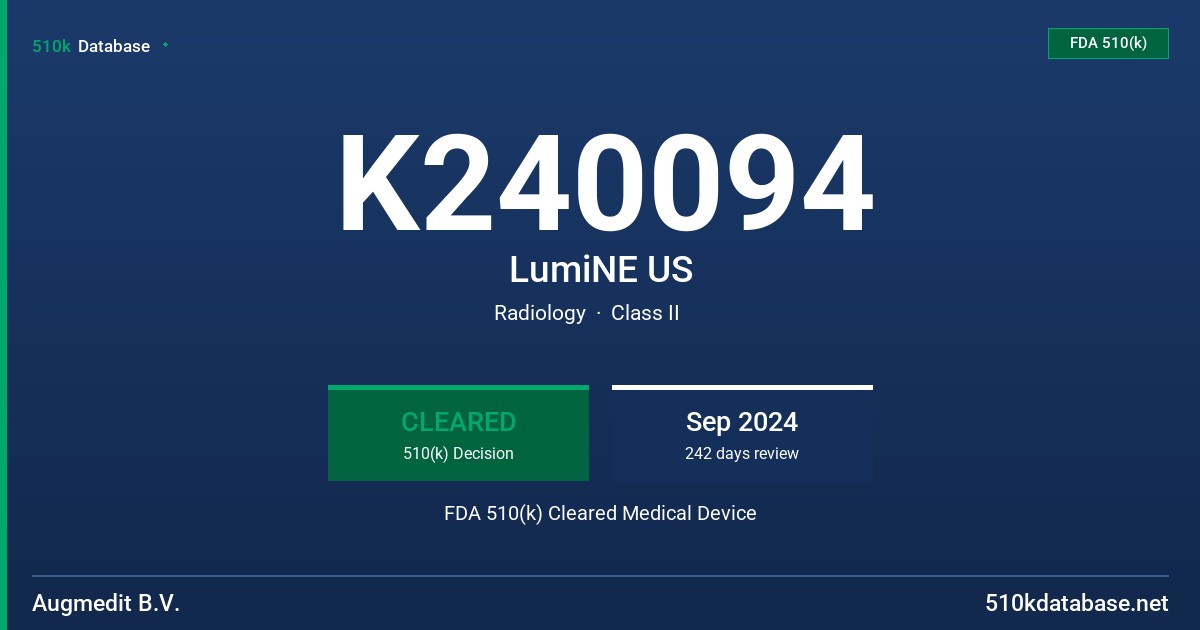 K240094 LumiNE US FDA 510(k) Cleared Medical Device