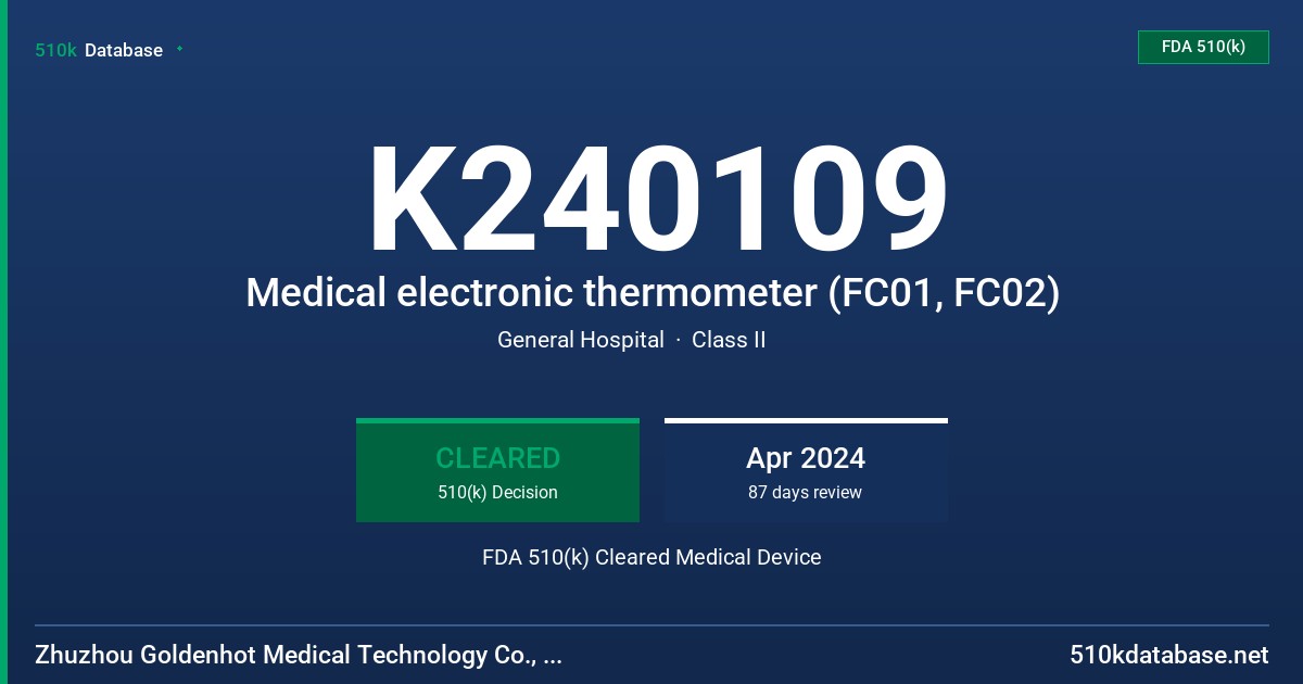 K240109 Medical electronic thermometer (FC01, FC02) FDA 510(k) Cleared Medical Device
