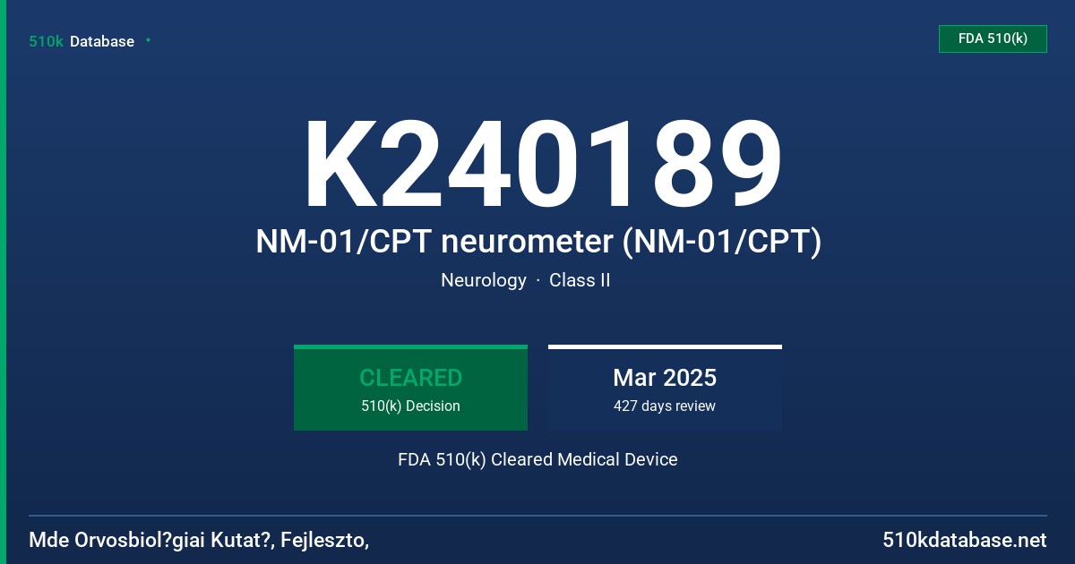 K240189 NM-01/CPT neurometer (NM-01/CPT) FDA 510(k) Cleared Medical Device