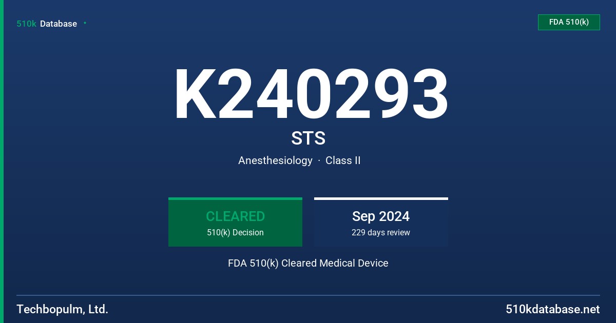 K240293 STS FDA 510(k) Cleared Medical Device