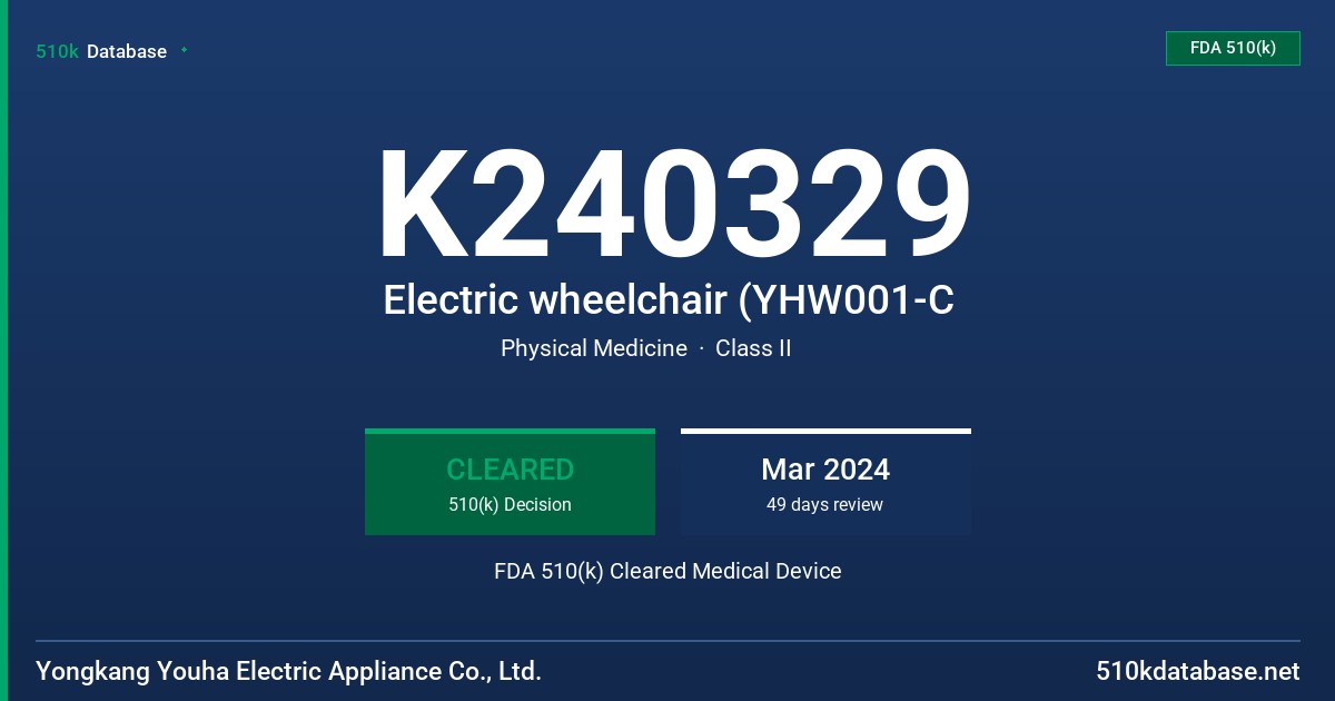 K240329 Electric wheelchair (YHW001-C FDA 510(k) Cleared Medical Device