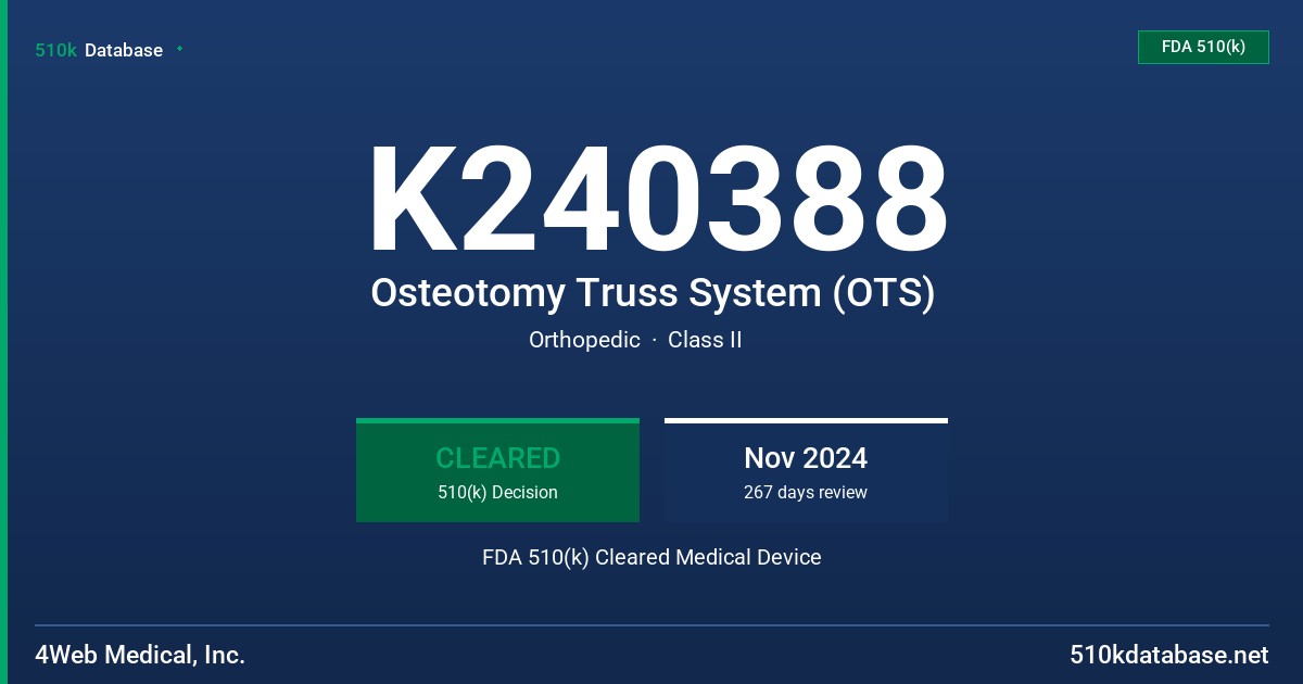 K240388 Osteotomy Truss System (OTS) FDA 510(k) Cleared Medical Device