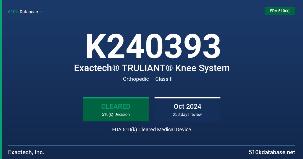 K240393 Exactech® TRULIANT® Knee System FDA 510(k) Cleared Medical Device