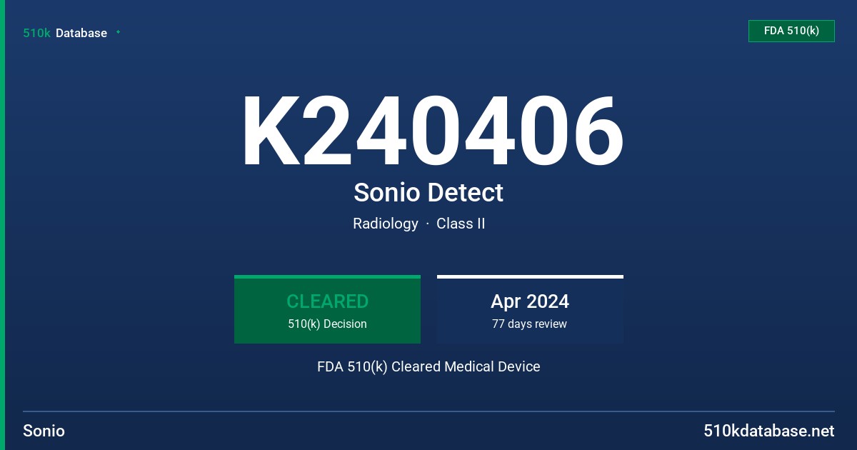 K240406 Sonio Detect FDA 510(k) Cleared Medical Device