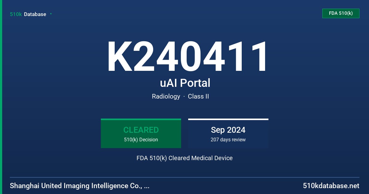 K240411 uAI Portal FDA 510(k) Cleared Medical Device
