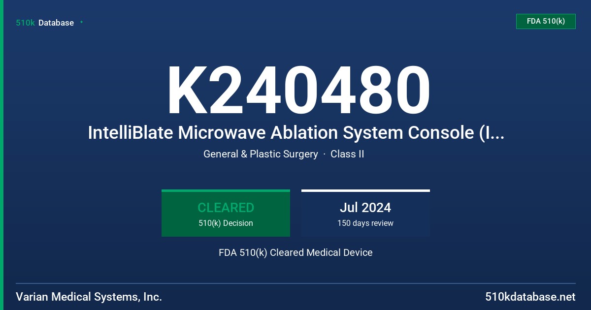 K240480 IntelliBlate Microwave Ablation System Console (IB-CON) FDA 510(k) Cleared Medical Device