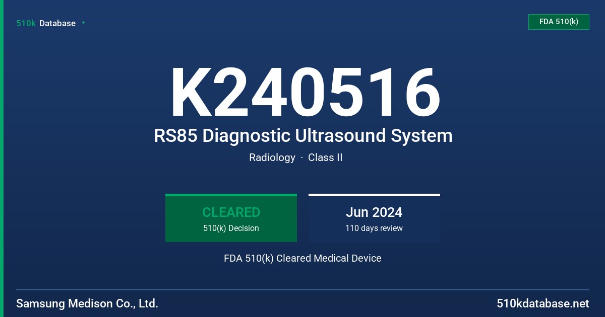K240516 RS85 Diagnostic Ultrasound System FDA 510(k) Cleared Medical Device