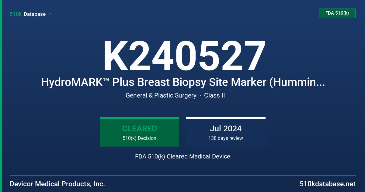 K240527 HydroMARK™ Plus Breast Biopsy Site Marker (Hummingbird Shape) (4010-02-15-T6) FDA 510(k) Cleared Medical Device