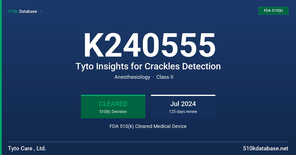 K240555 Tyto Insights for Crackles Detection FDA 510(k) Cleared Medical Device