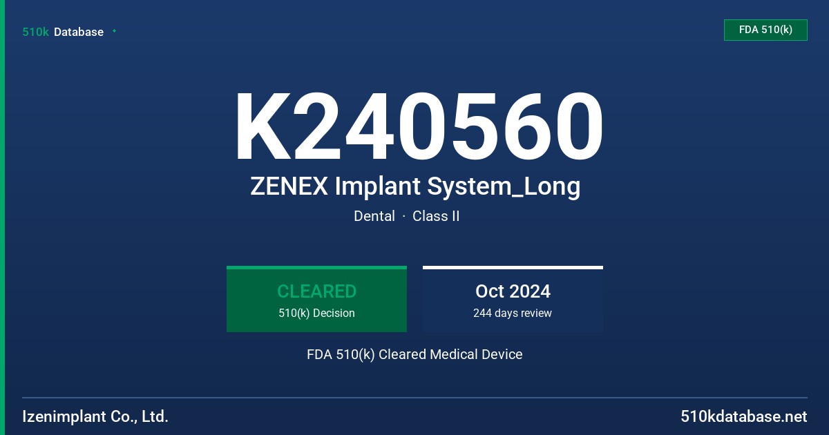 K240560 ZENEX Implant System_Long FDA 510(k) Cleared Medical Device