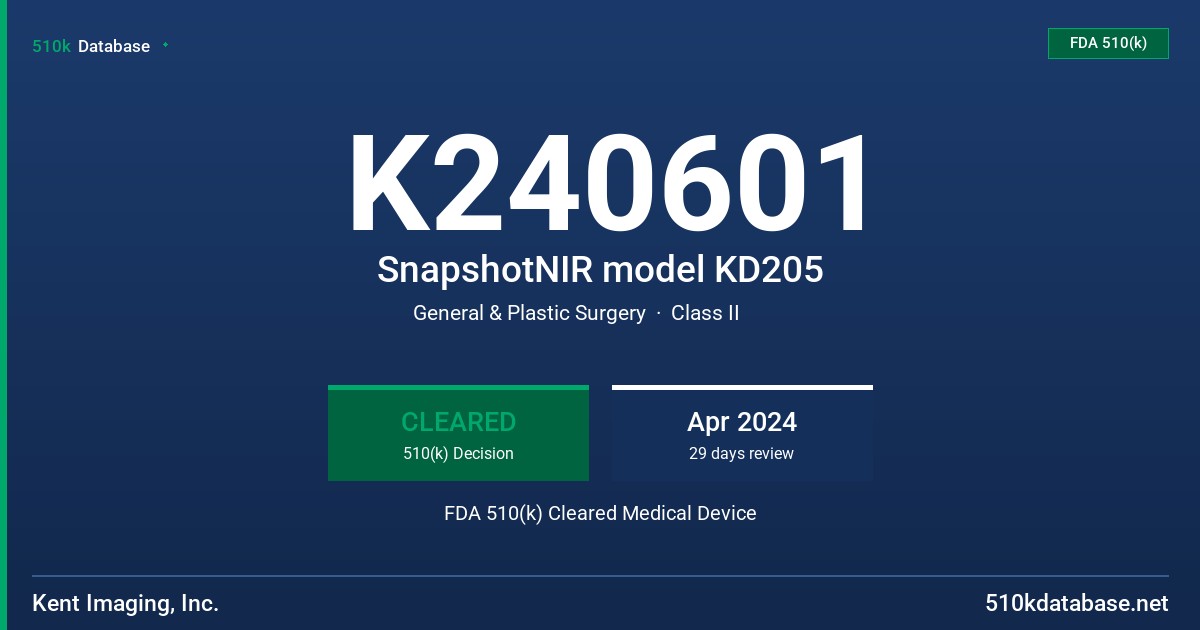 K240601 SnapshotNIR model KD205 FDA 510(k) Cleared Medical Device