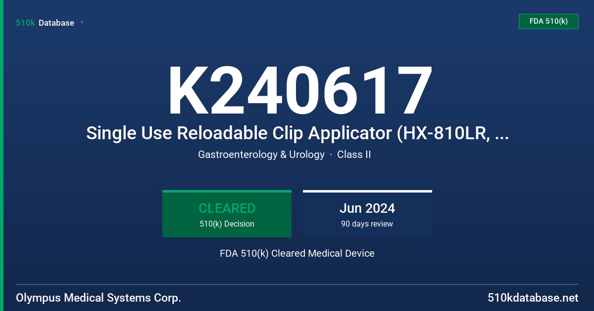 K240617 Single Use Reloadable Clip Applicator (HX-810LR, HX-810UR) FDA 510(k) Cleared Medical Device