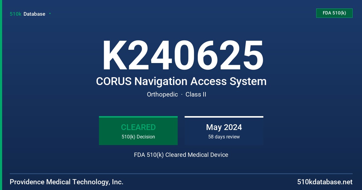 K240625 CORUS Navigation Access System FDA 510(k) Cleared Medical Device