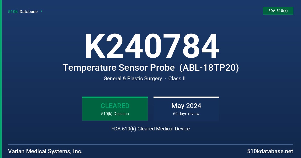 K240784 Temperature Sensor Probe  (ABL-18TP20) FDA 510(k) Cleared Medical Device