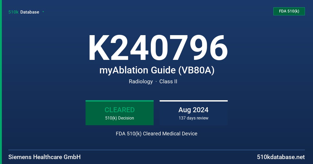 K240796 myAblation Guide (VB80A) FDA 510(k) Cleared Medical Device
