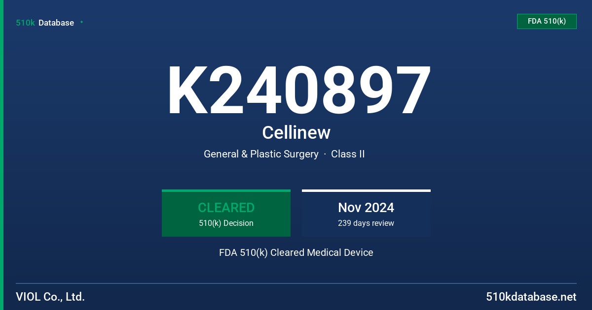 K240897 Cellinew FDA 510(k) Cleared Medical Device