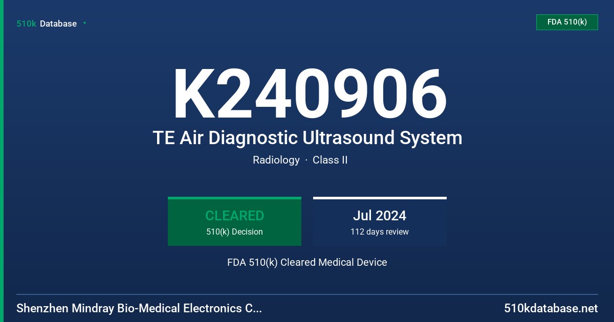 K240906 TE Air Diagnostic Ultrasound System FDA 510(k) Cleared Medical Device