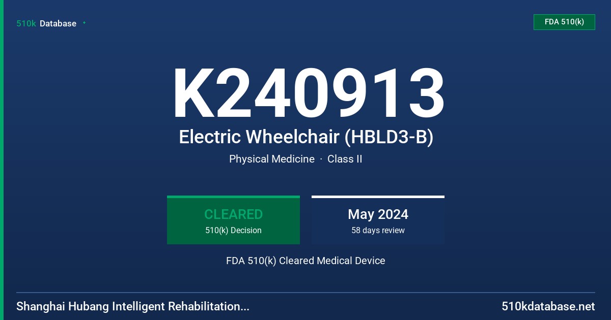 K240913 Electric Wheelchair (HBLD3-B) FDA 510(k) Cleared Medical Device