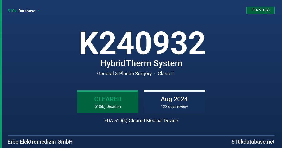 K240932 HybridTherm System FDA 510(k) Cleared Medical Device