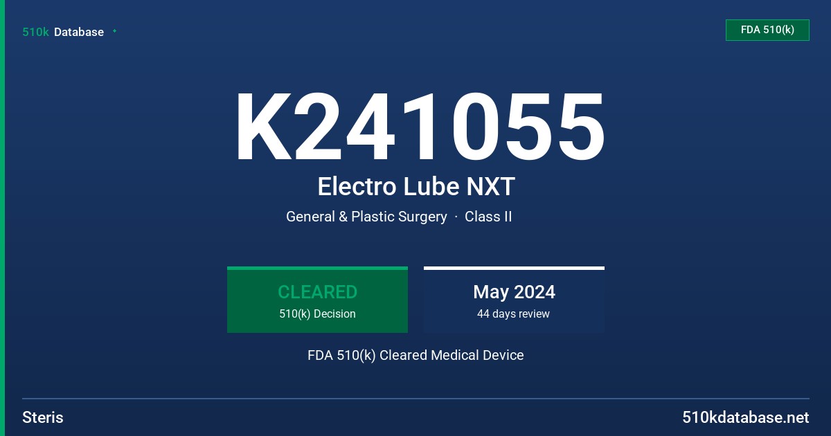 K241055 Electro Lube NXT FDA 510(k) Cleared Medical Device