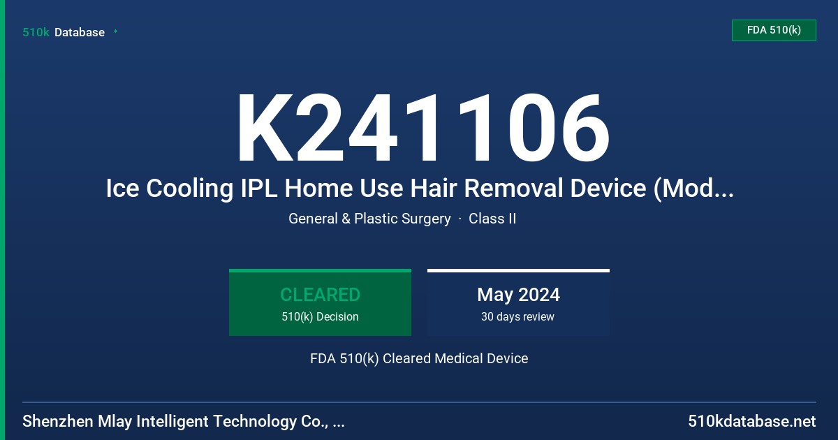 K241106 Ice Cooling IPL Home Use Hair Removal Device (Model(s): T10B, T10C, T15A, T17A, T18A, T14A, T16A, T19A) FDA 510(k) Cleared Medical Device
