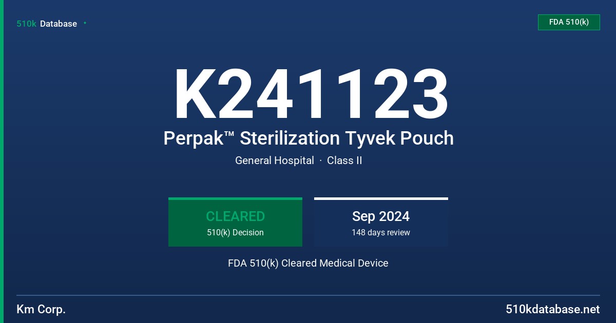 K241123 Perpak™ Sterilization Tyvek Pouch FDA 510(k) Cleared Medical Device