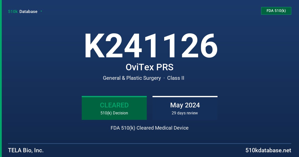 K241126 OviTex PRS FDA 510(k) Cleared Medical Device