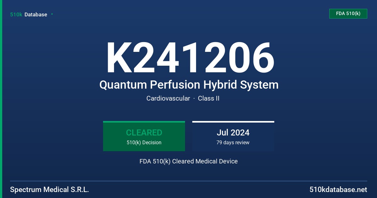 K241206 Quantum Perfusion Hybrid System FDA 510(k) Cleared Medical Device