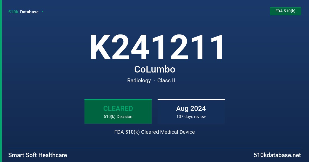 K241211 CoLumbo FDA 510(k) Cleared Medical Device