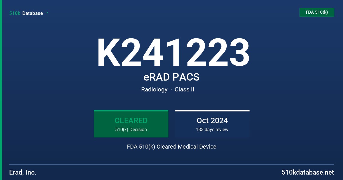 K241223 eRAD PACS FDA 510(k) Cleared Medical Device