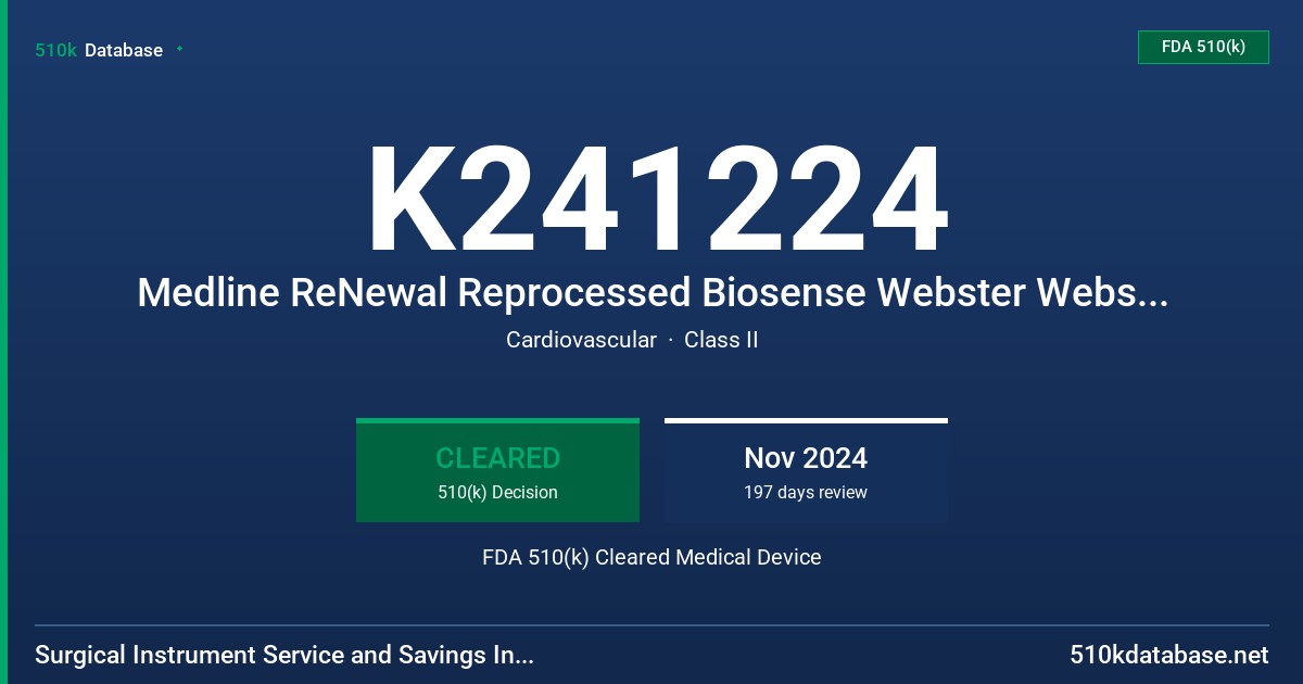 K241224 Medline ReNewal Reprocessed Biosense Webster Webster CS Catheter with EZ Steer Technology and Medline ReNewal Reprocessed Biosense Webster Webster CS Catheter with EZ Steer Technology and Auto ID Technology (BD710DF282CT, BD710DF282RTS, BD710FJ282RTS, BD710FJ282CT) FDA 510(k) Cleared Medical Device