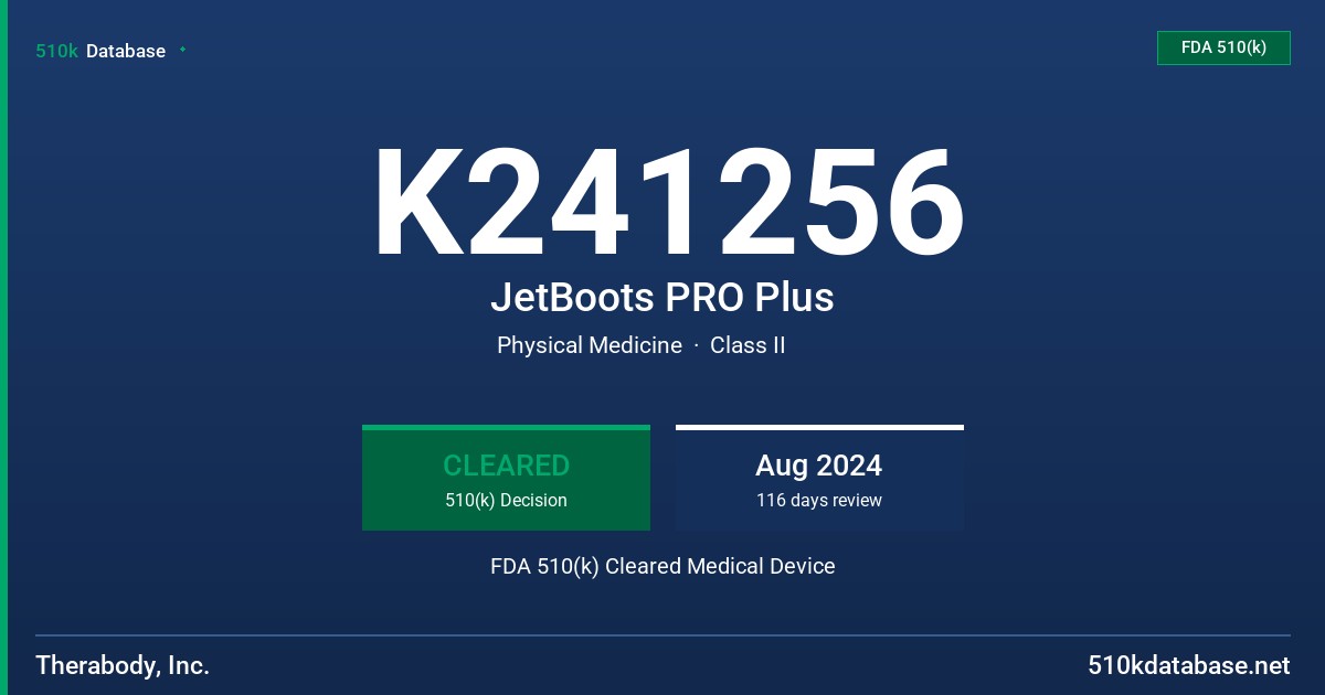 K241256 JetBoots PRO Plus FDA 510(k) Cleared Medical Device