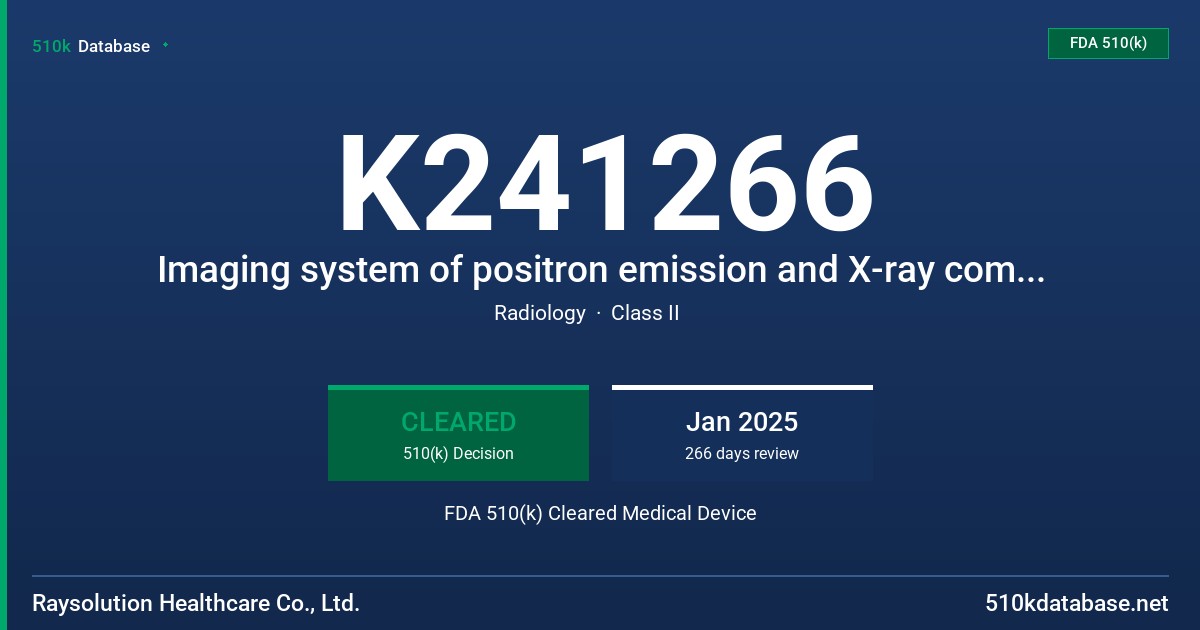K241266 Imaging system of positron emission and X-ray computed tomography (DigitMI 930) FDA 510(k) Cleared Medical Device
