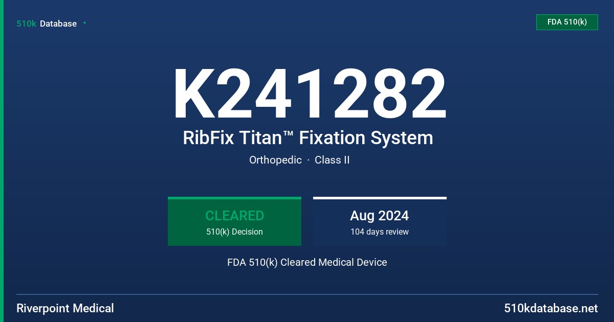 K241282 RibFix Titan™ Fixation System FDA 510(k) Cleared Medical Device