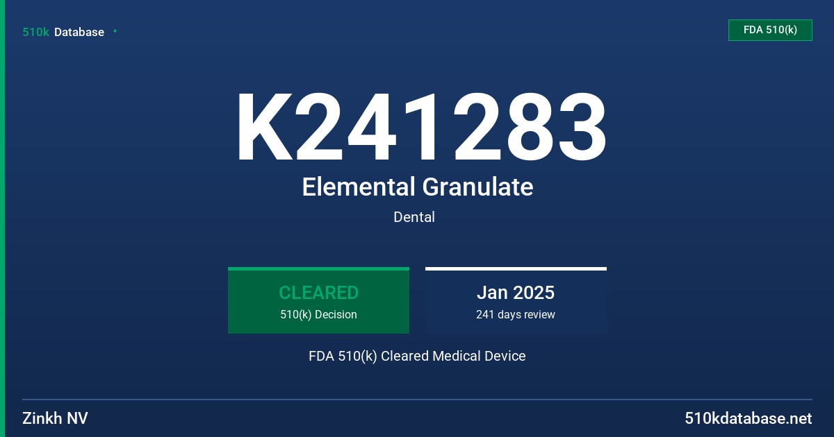 K241283 Elemental Granulate FDA 510(k) Cleared Medical Device
