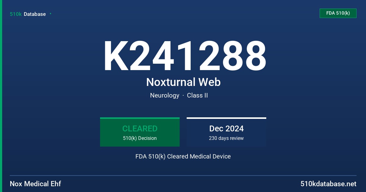 K241288 Noxturnal Web FDA 510(k) Cleared Medical Device