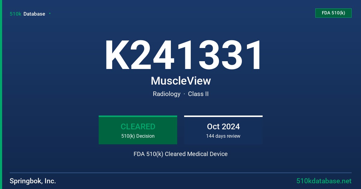 K241331 MuscleView FDA 510(k) Cleared Medical Device