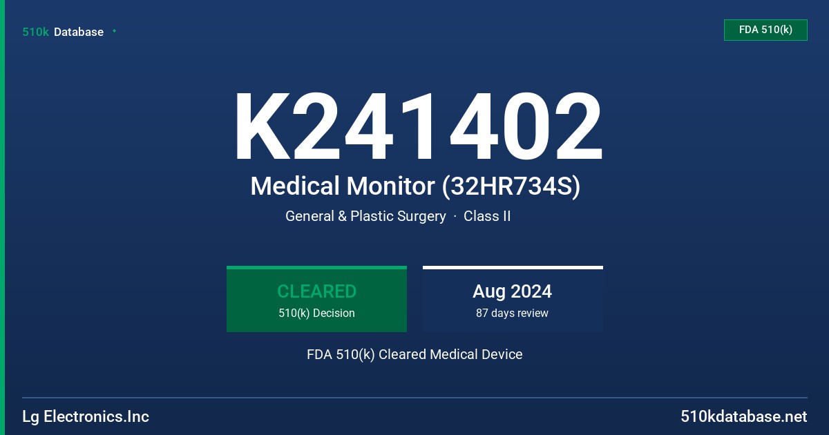 K241402 Medical Monitor (32HR734S) FDA 510(k) Cleared Medical Device