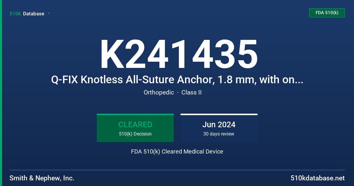 K241435 Q-FIX Knotless All-Suture Anchor, 1.8 mm, with one ULTRABRAID suture, blue FDA 510(k) Cleared Medical Device