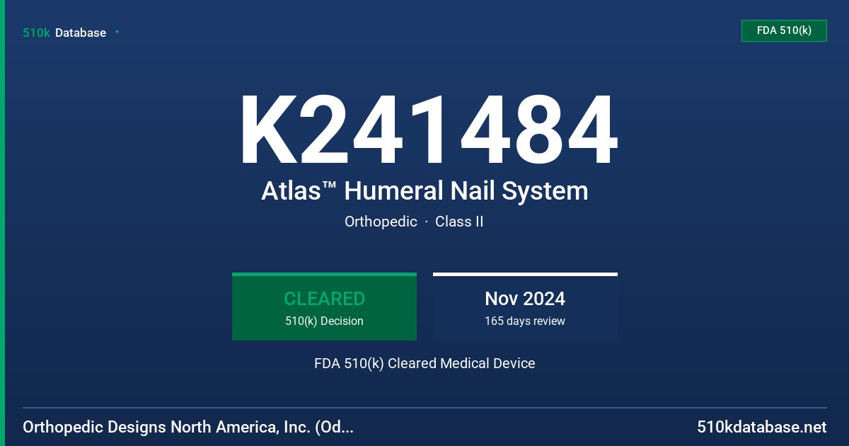 K241484 Atlas™ Humeral Nail System FDA 510(k) Cleared Medical Device