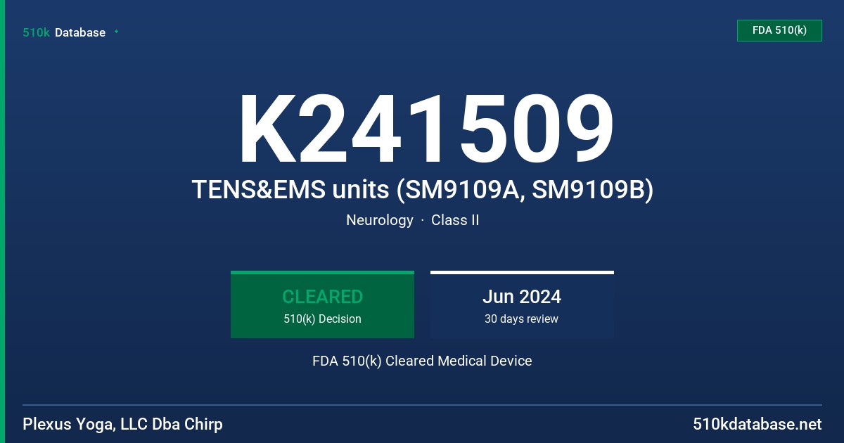K241509 TENS&EMS units (SM9109A, SM9109B) FDA 510(k) Cleared Medical Device