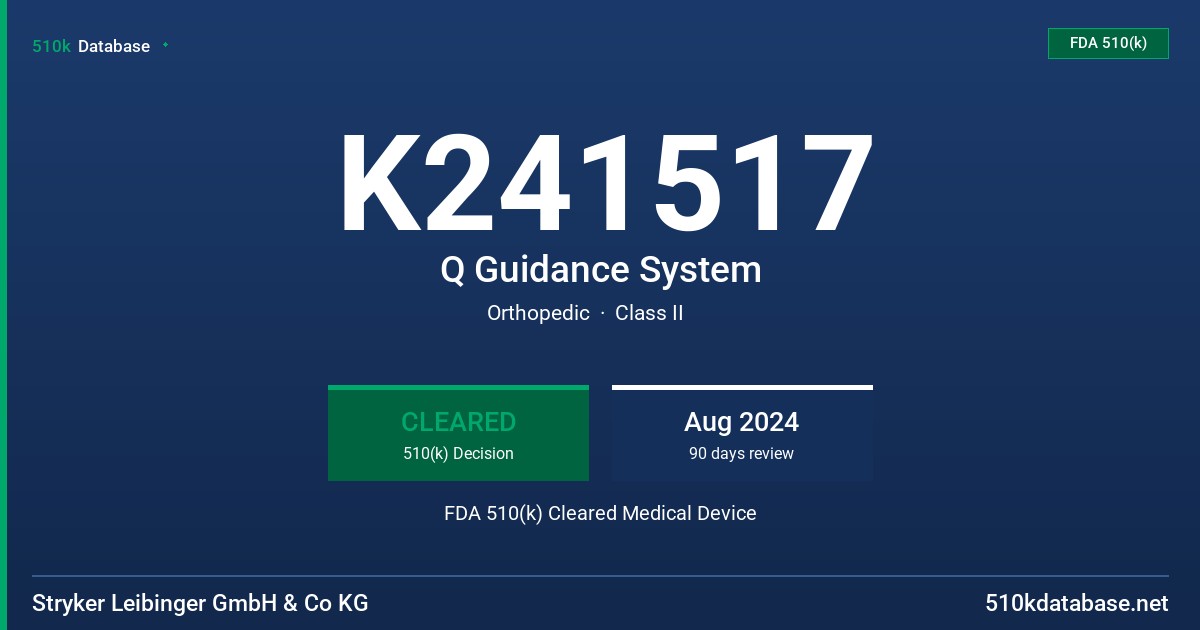 K241517 Q Guidance System FDA 510(k) Cleared Medical Device