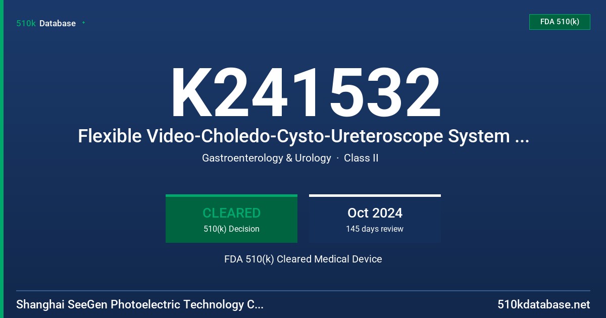 K241532 Flexible Video-Choledo-Cysto-Ureteroscope System (PL-2100) FDA 510(k) Cleared Medical Device