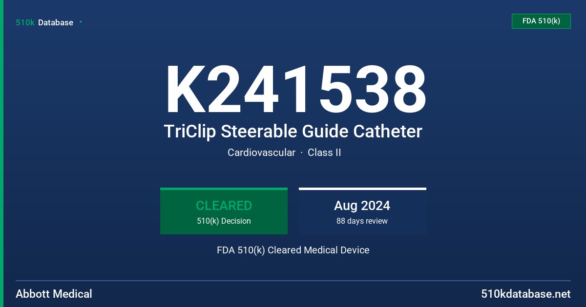 K241538 TriClip Steerable Guide Catheter FDA 510(k) Cleared Medical Device