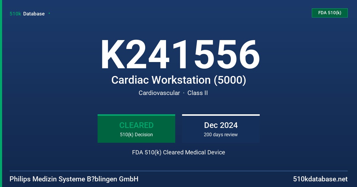 K241556 Cardiac Workstation (5000) FDA 510(k) Cleared Medical Device