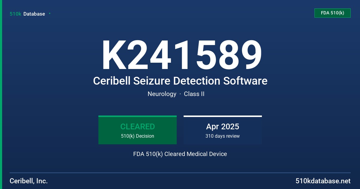 K241589 Ceribell Seizure Detection Software FDA 510(k) Cleared Medical Device